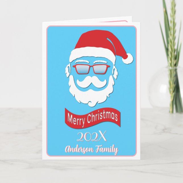 Tarjeta de Navidad divertida de Santa estilo Hipst (Anverso)