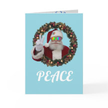 Tarjeta de Navidad divertida de Santa Paz