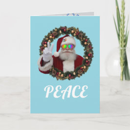 Tarjeta de Navidad divertida de Santa Paz