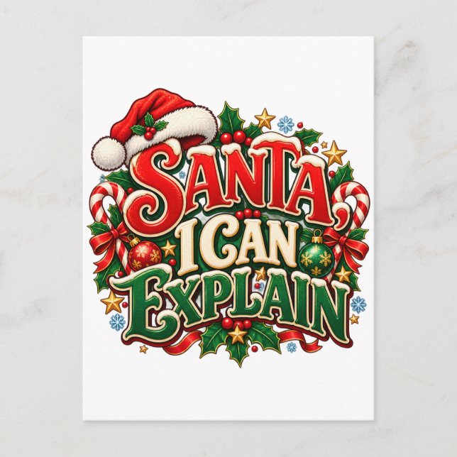 Tarjeta de Navidad divertida de Santa Puedo Explic (Anverso)