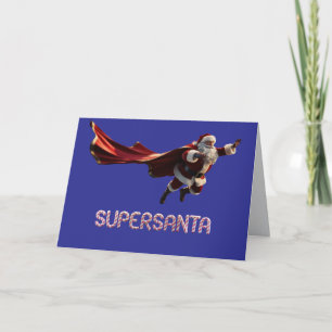 Tarjeta de Navidad divertida de Santa Superhéroe