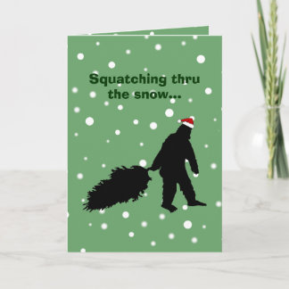 Tarjeta de Navidad divertida de Sasquatch que tira