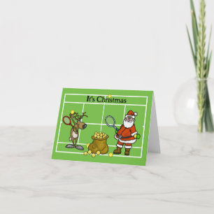 Tarjeta de Navidad divertida de tenis de Santa y R
