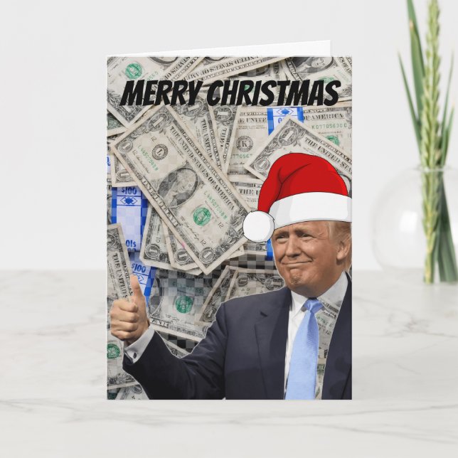 Tarjeta de Navidad divertida de Trump, cheque de $ (Anverso)