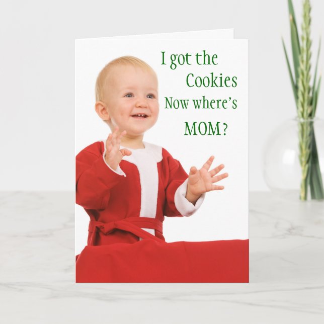 Tarjeta de Navidad divertida del bebé (Anverso)