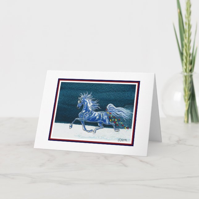 Tarjeta de Navidad divertida del caballo (Anverso)