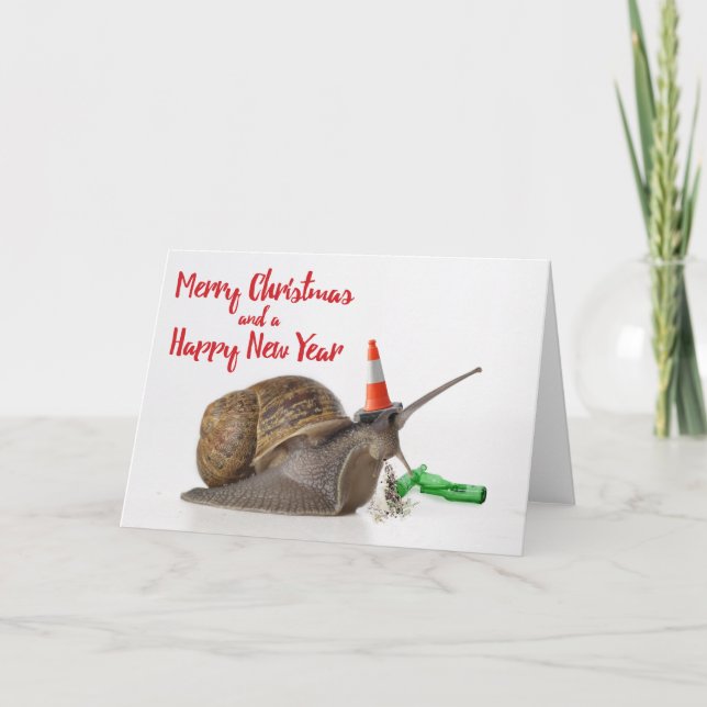 Tarjeta de Navidad divertida del caracol del (Anverso)