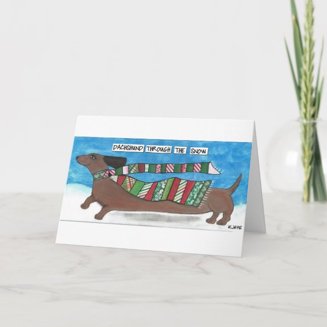 Tarjeta de Navidad divertida del Dachshund para (Anverso)