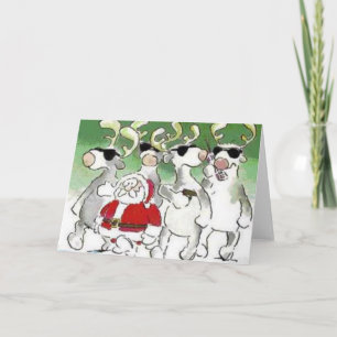 Tarjeta de Navidad divertida del reno del servicio