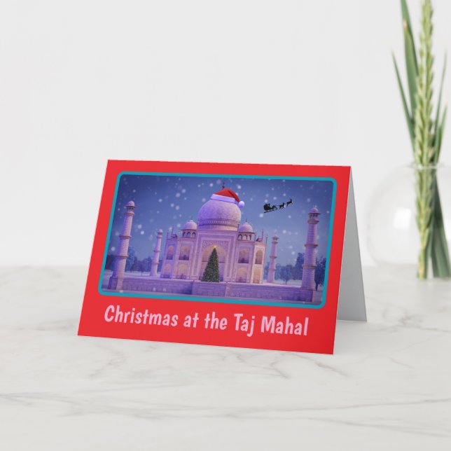 Tarjeta de Navidad divertida del Taj Mahal. (Anverso)