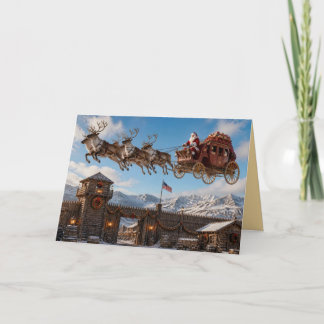 Tarjeta de Navidad divertida del viejo oeste de Sa