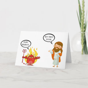 Tarjeta de Navidad Divertida No Hoy Satanás