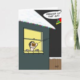 Tarjeta de Navidad divertida: Prancer entrega