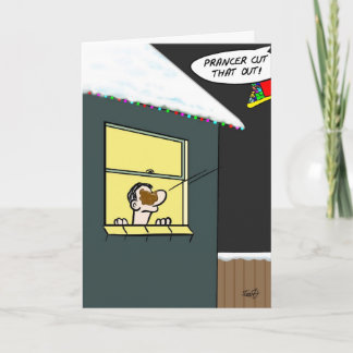 Tarjeta de Navidad divertida: Prancer entrega