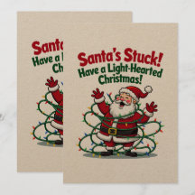 Tarjeta de Navidad Divertida: Santa se Atascó