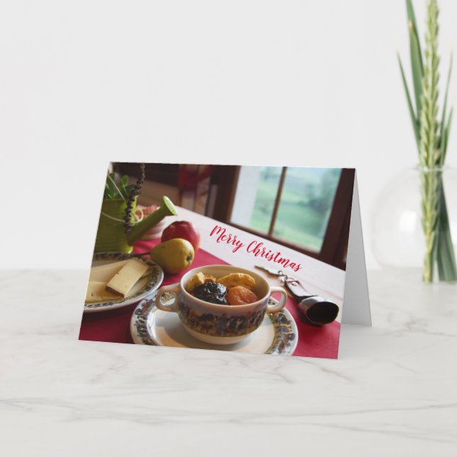 Tarjeta de Navidad doblada con felicitación (Anverso)