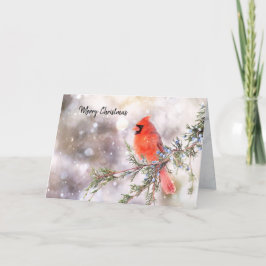 Tarjeta de Navidad doblada de Cardenal Rojo