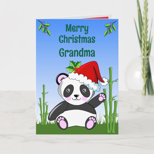 Tarjeta de Navidad doblada de Panda (Anverso)