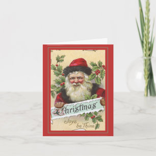 Tarjeta de Navidad doblada vintage de Santa y aceb