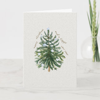 Tarjeta de Navidad Doble de Árbol de Pino