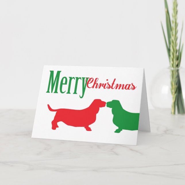 Tarjeta de Navidad doble del perro del Bassett (Anverso)