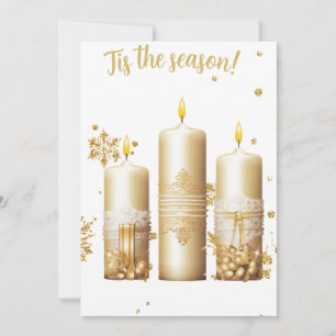Tarjeta de Navidad dorada con velas