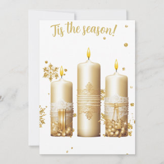 Tarjeta de Navidad dorada con velas