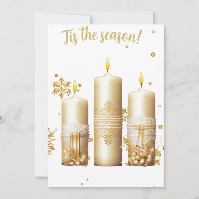 Tarjeta de Navidad dorada con velas (Anverso)