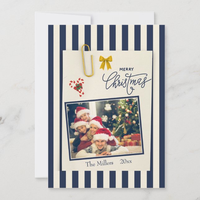 Tarjeta de Navidad dorada de la marina Scrapbook P (Anverso)