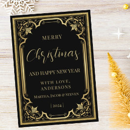 Tarjeta de Navidad dorada elegante y con estilo