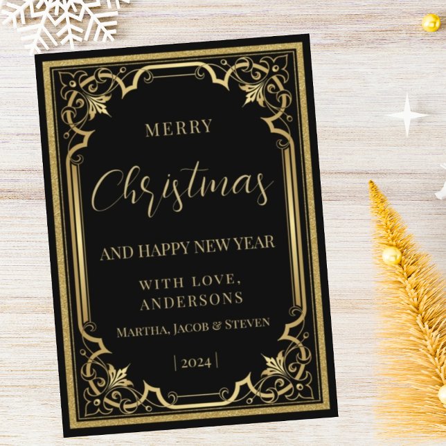 Tarjeta de Navidad dorada elegante y con estilo (Subido por el creador)