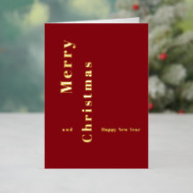 Tarjeta de Navidad dorada y burgundy elegante pers
