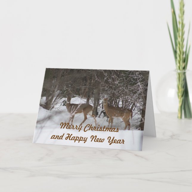 Tarjeta de Navidad dos de los ciervos (Anverso)
