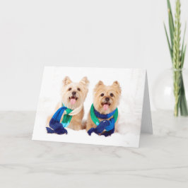 Tarjeta de Navidad dos de mojón de los terrieres