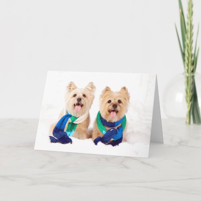 Tarjeta de Navidad dos de mojón de los terrieres (Anverso)