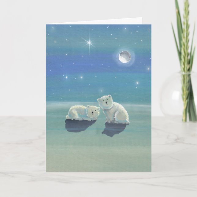 Tarjeta de Navidad Dos Osos Polares (Anverso)