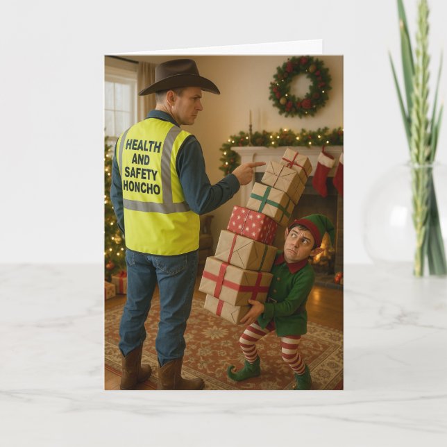 Tarjeta de Navidad - Duende y Seguridad (Anverso)