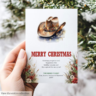 Tarjeta de Navidad editable con sombrero de vaquer