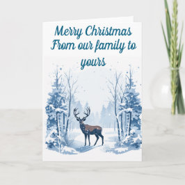 Tarjeta de Navidad editable de ciervo de invierno
