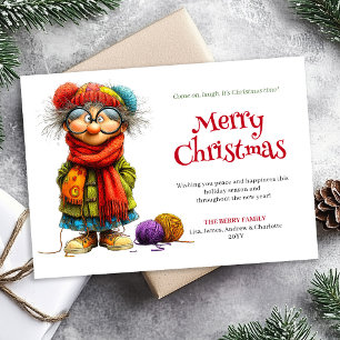 Tarjeta de Navidad editable de mujer divertida