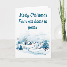 Tarjeta de Navidad editable de pueblo invernal