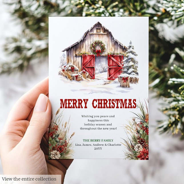 Tarjeta de Navidad editable de rancho rústico (Rustic ranch Christmas greeting card editable

)