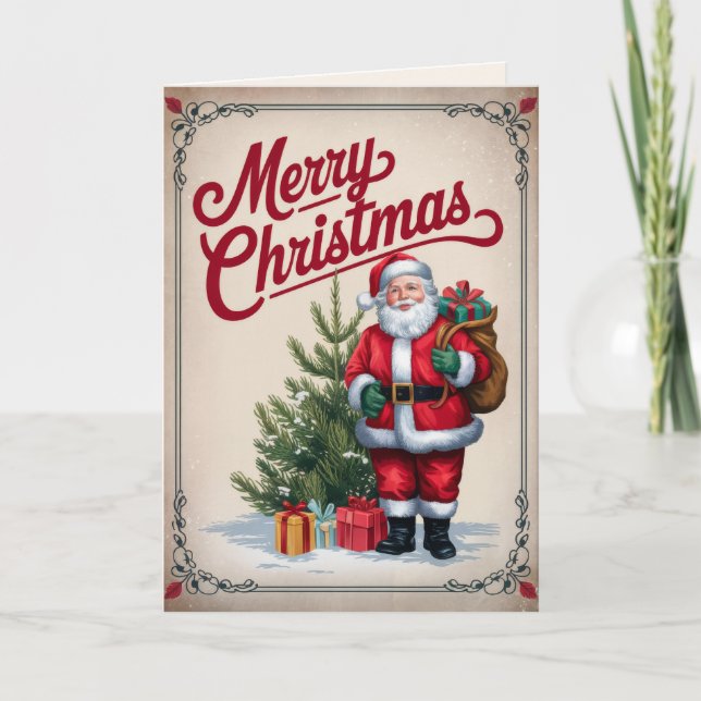 Tarjeta de Navidad editable vintage (Anverso)