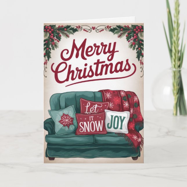 Tarjeta de Navidad editable vintage (Anverso)