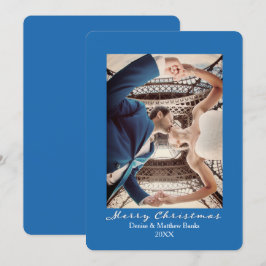 Tarjeta de Navidad elegante azul de nebulosas de c