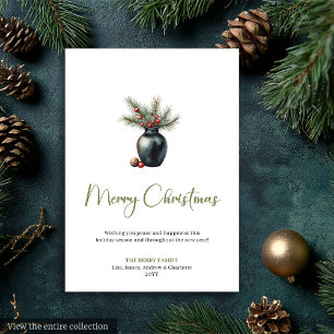 Tarjeta de Navidad elegante Boho neutral acuarela
