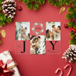 Tarjeta de Navidad Elegante Botanica Foto Collage 