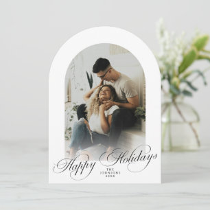 Tarjeta de Navidad elegante con 1 foto de Arco Mer