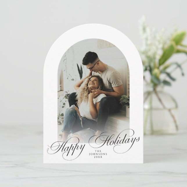 Tarjeta de Navidad elegante con 1 foto de Arco Mer (Anverso de pie)