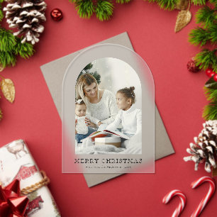 Tarjeta de Navidad elegante con 1 Foto de Arco Mer